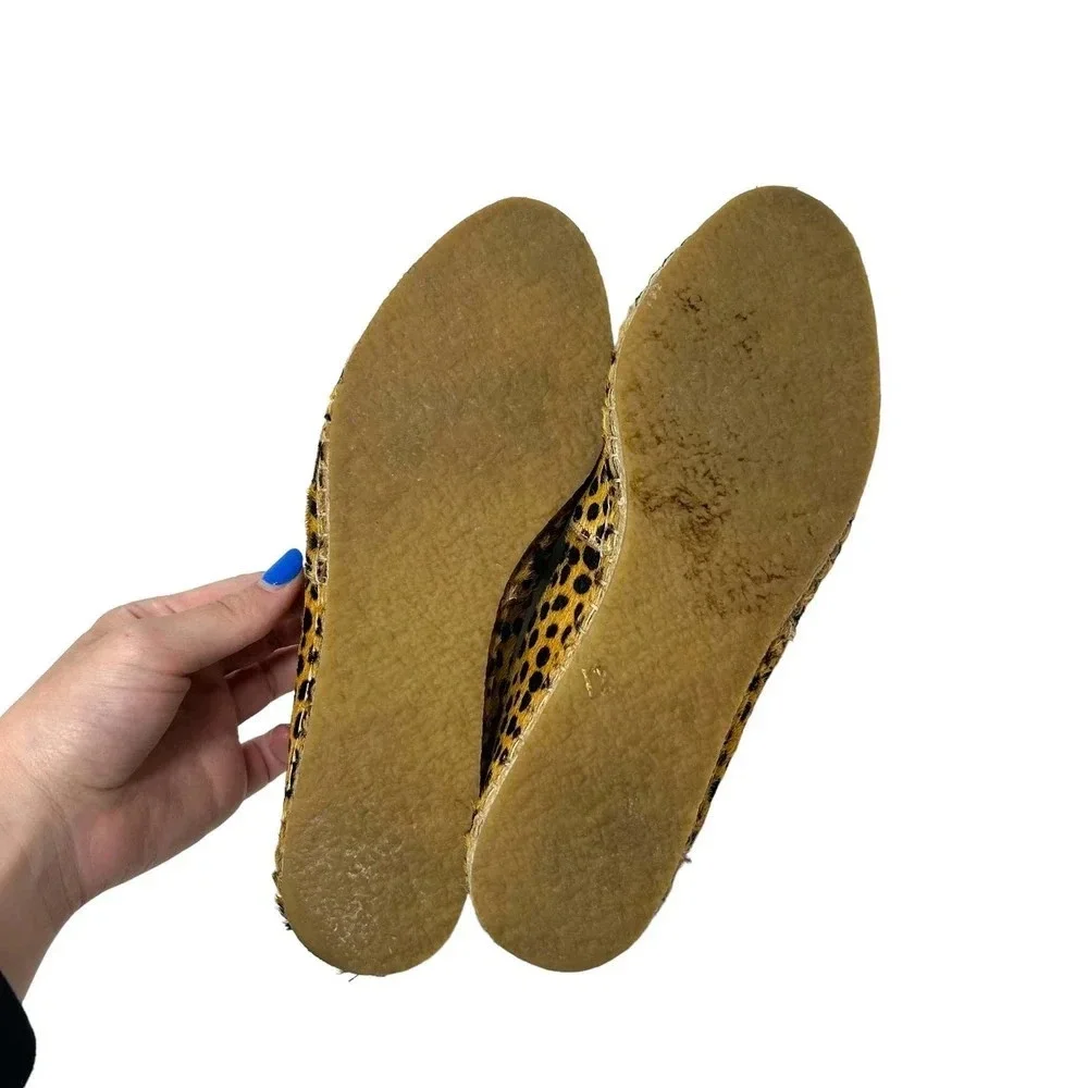 Loeffler‎ Randall Mara Cheetah Leopard Calf Hair Espadrille Flats Size 7.5